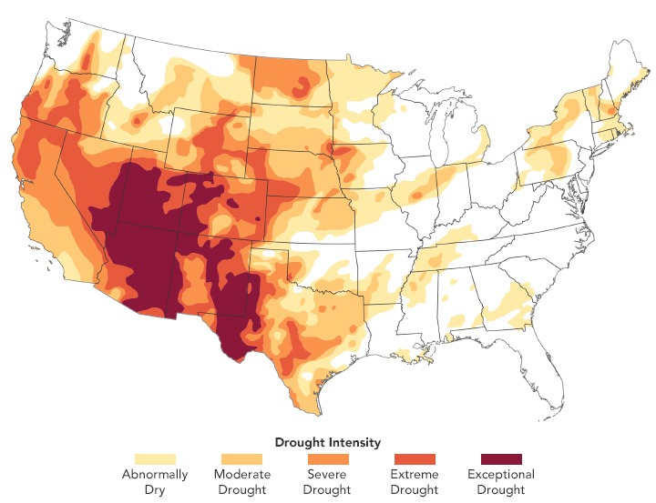 desertification in the US - drought map