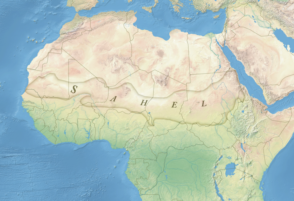 map of the sahel - desertification in africa